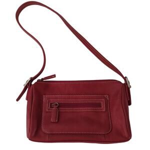 Tignanello Red Leather Shoulder Bag Adjustable Strap 9 x 6 x 3  EUC